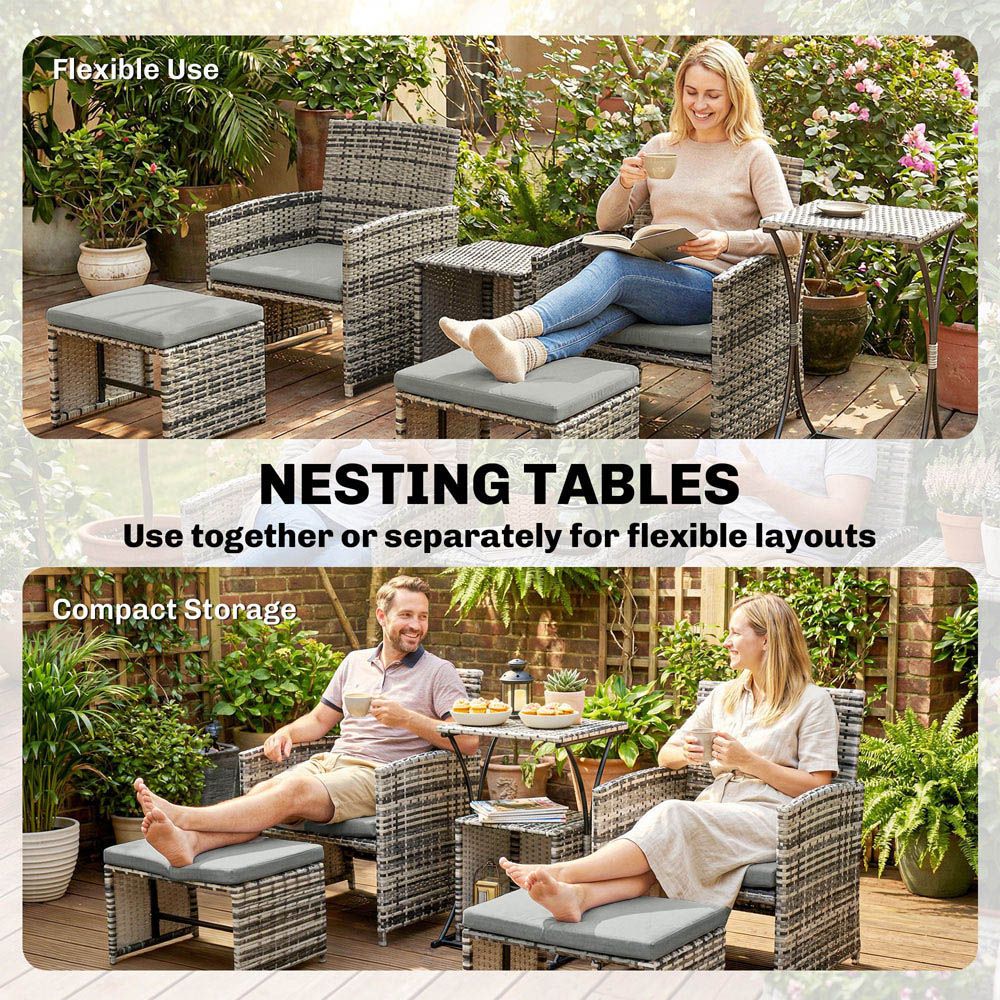 Outsunny 2 Seater Grey Rattan Garden Sofa Set Image 4