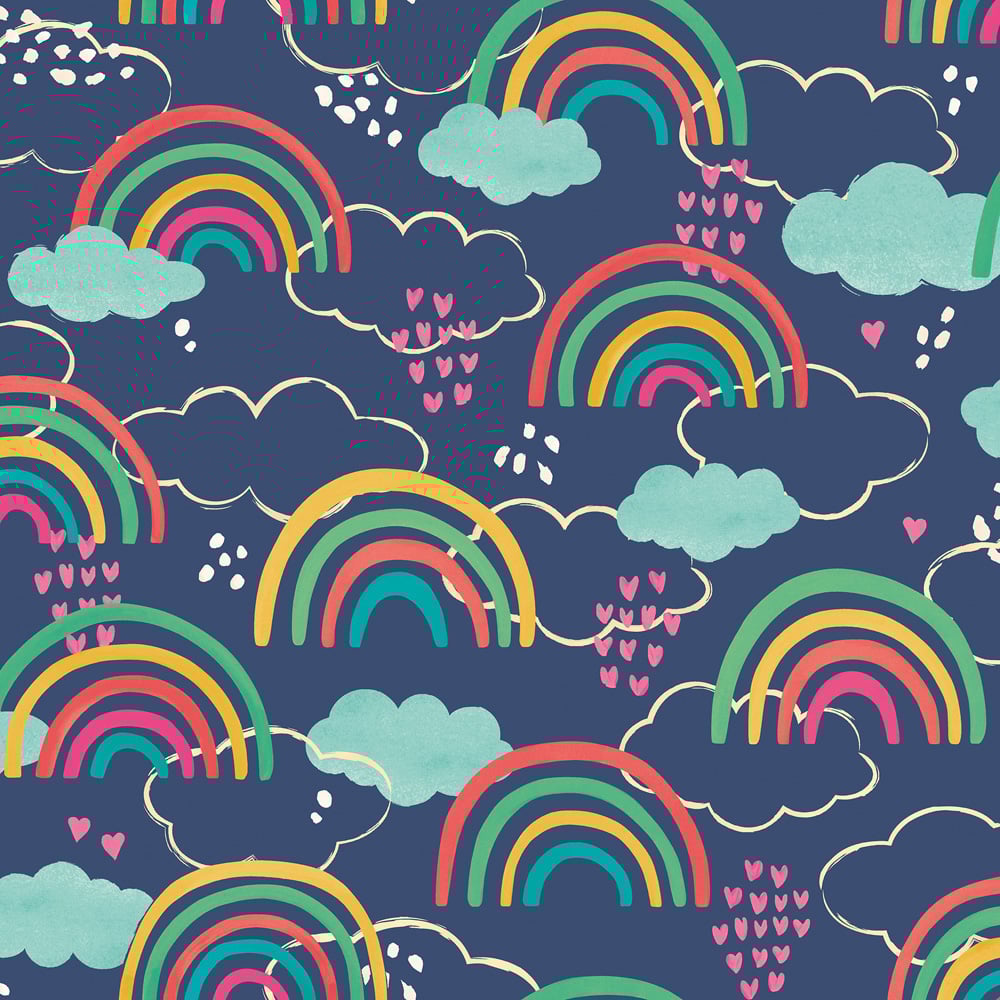 Hoopla Walls Peekaboo Rainbow Love Inky Mix Wallpaper Image 1
