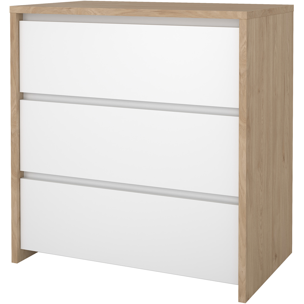 Florence Next 3 Drawer Jackson Hickory White High Gloss Chest of Drawers Image 3