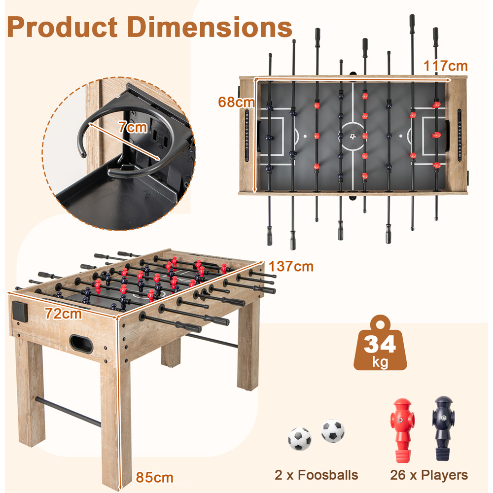 Costway Natural Full Size Foosball Table Image 9