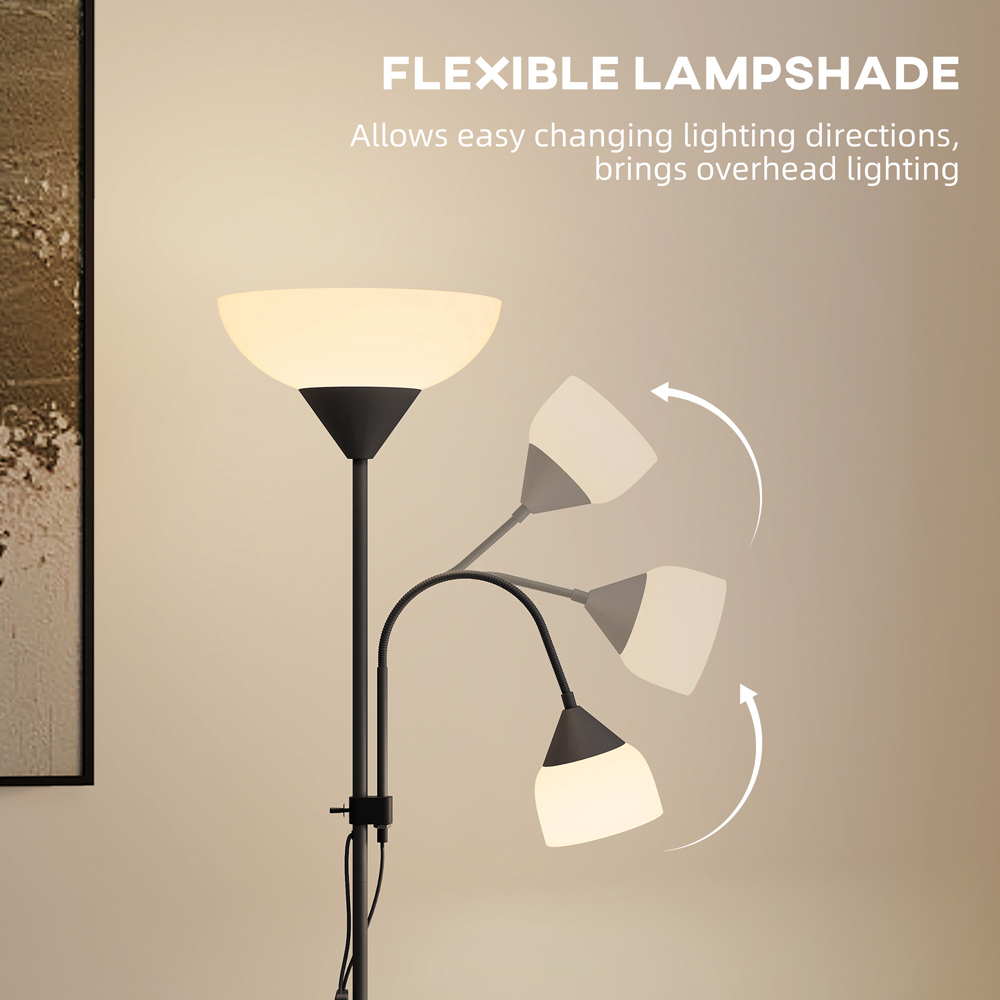 HOMCOM 2 Way Mother Child Floor Lamp with 2 Switches and Round Base Image 5