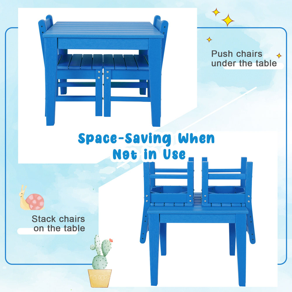 Costway Set of 2 Kids Blue Learning Chair with Backrest Image 6