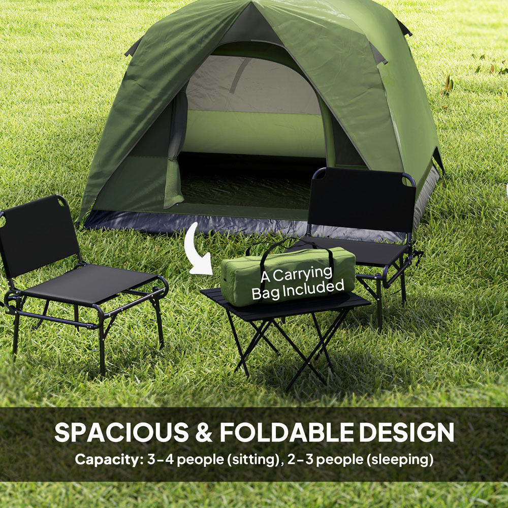Outsunny 3-4 Person Waterproof Camping Tent Olive Green and Grey Image 5