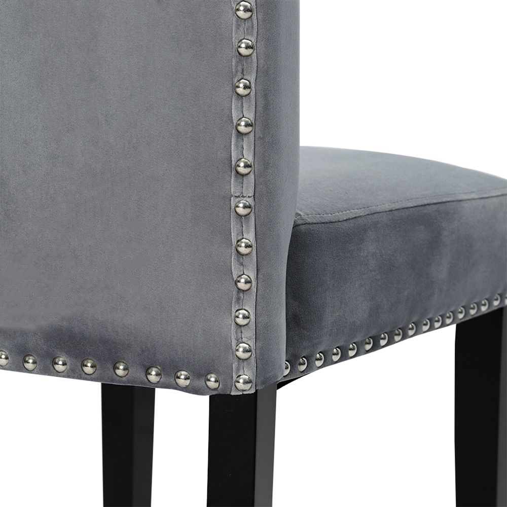 Living and Home Light Grey Tufted Velvet Dining Chair Image 7