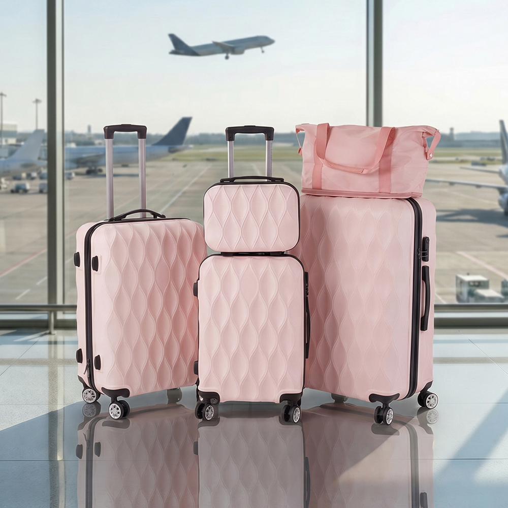 H&O Direct 5 Piece Pink Hard Shell Luggage Set with Duffel Bag Image 2