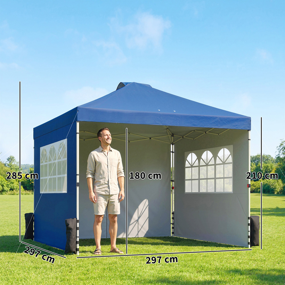 Outsunny 3 x 3m Dark Blue Pop Up Canopy Adjustable Gazebo Image 8