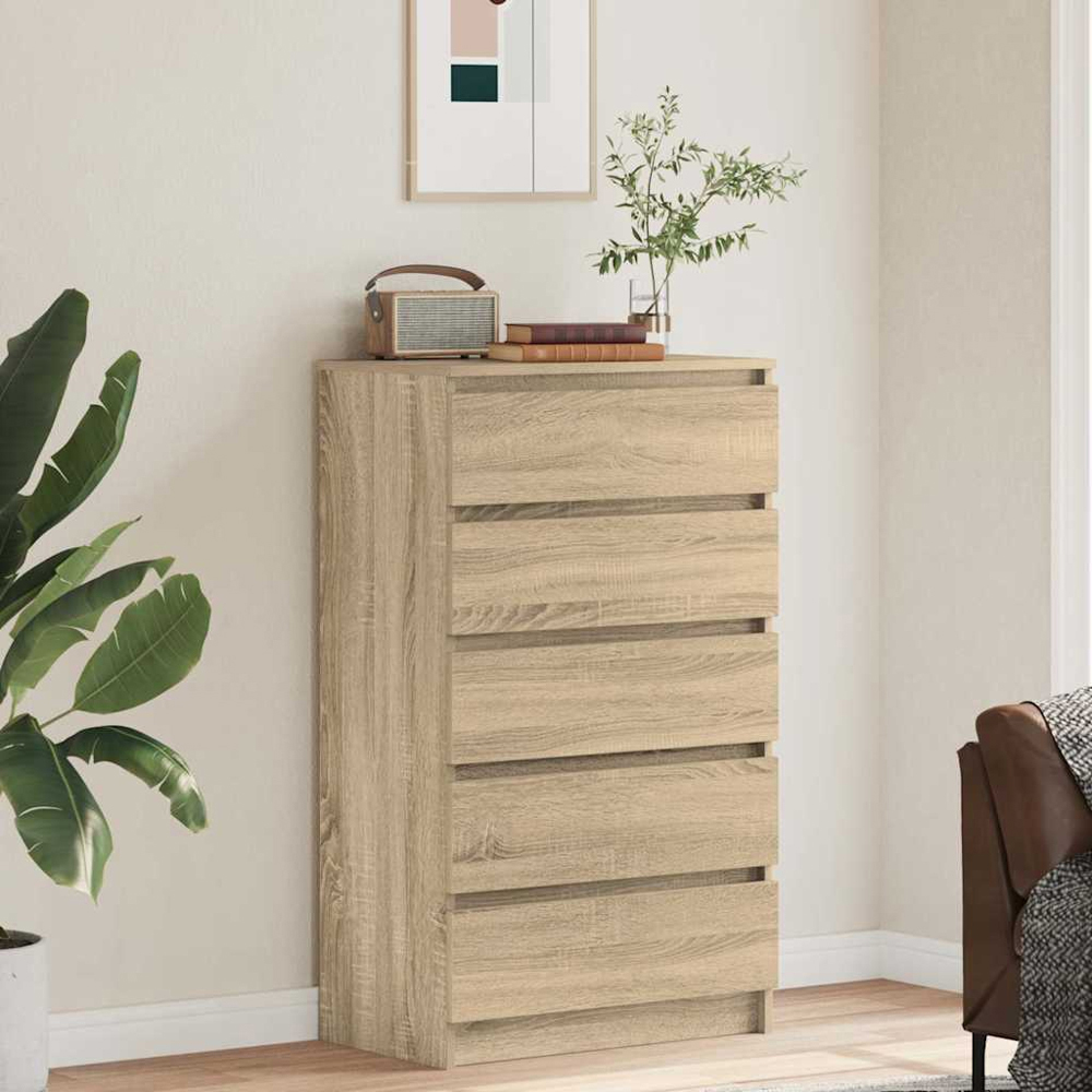 vidaXL 5 Drawer Sonoma Oak Bedside Cabinet Image 8