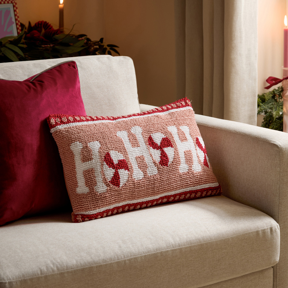 Furn Candy Ho Ho Ho Tufted Pink and Red Cushion 30 x 50cm Image 2