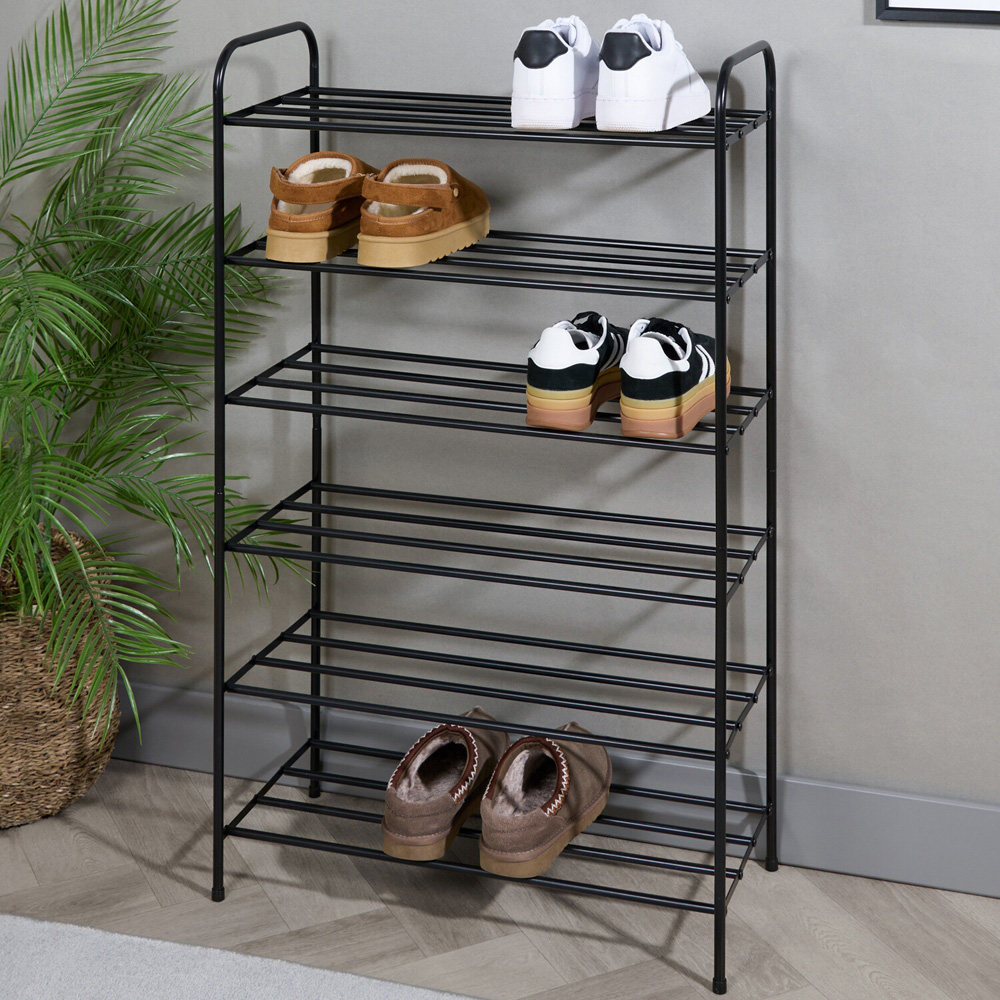Argento 6 Tier Metal Shoe Rack Black Image 2