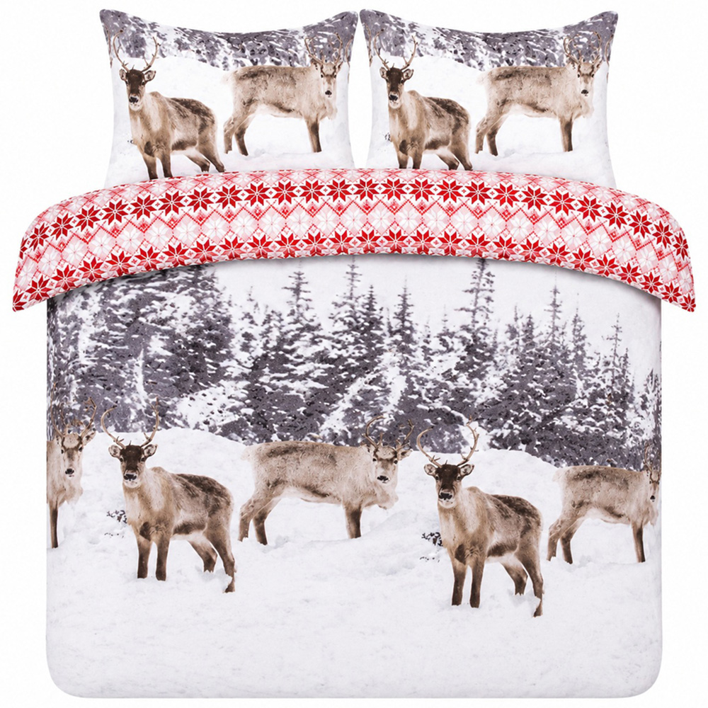 Smart Living Double Snow Reindeer Flannelette Duvet Set Image 2