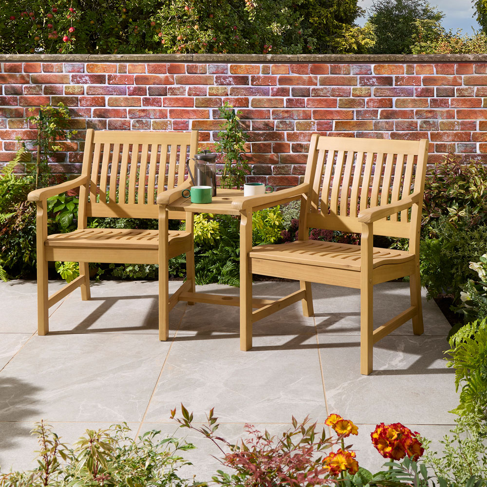 Rowlinson Farnham 2 Seater Eucalyptus Wood Companion Seat Image 5