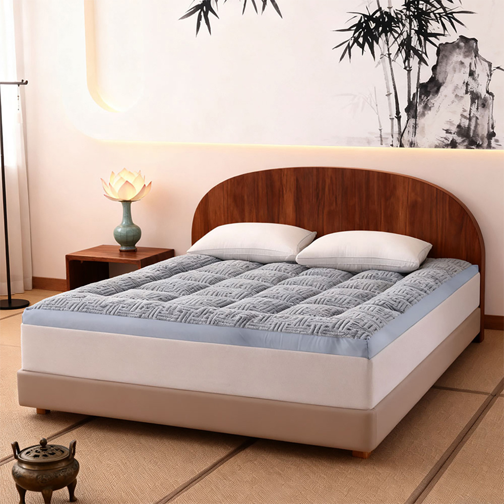 Living and Home Super King Size Grey and Blue Quilted Mattress Topper Image 7