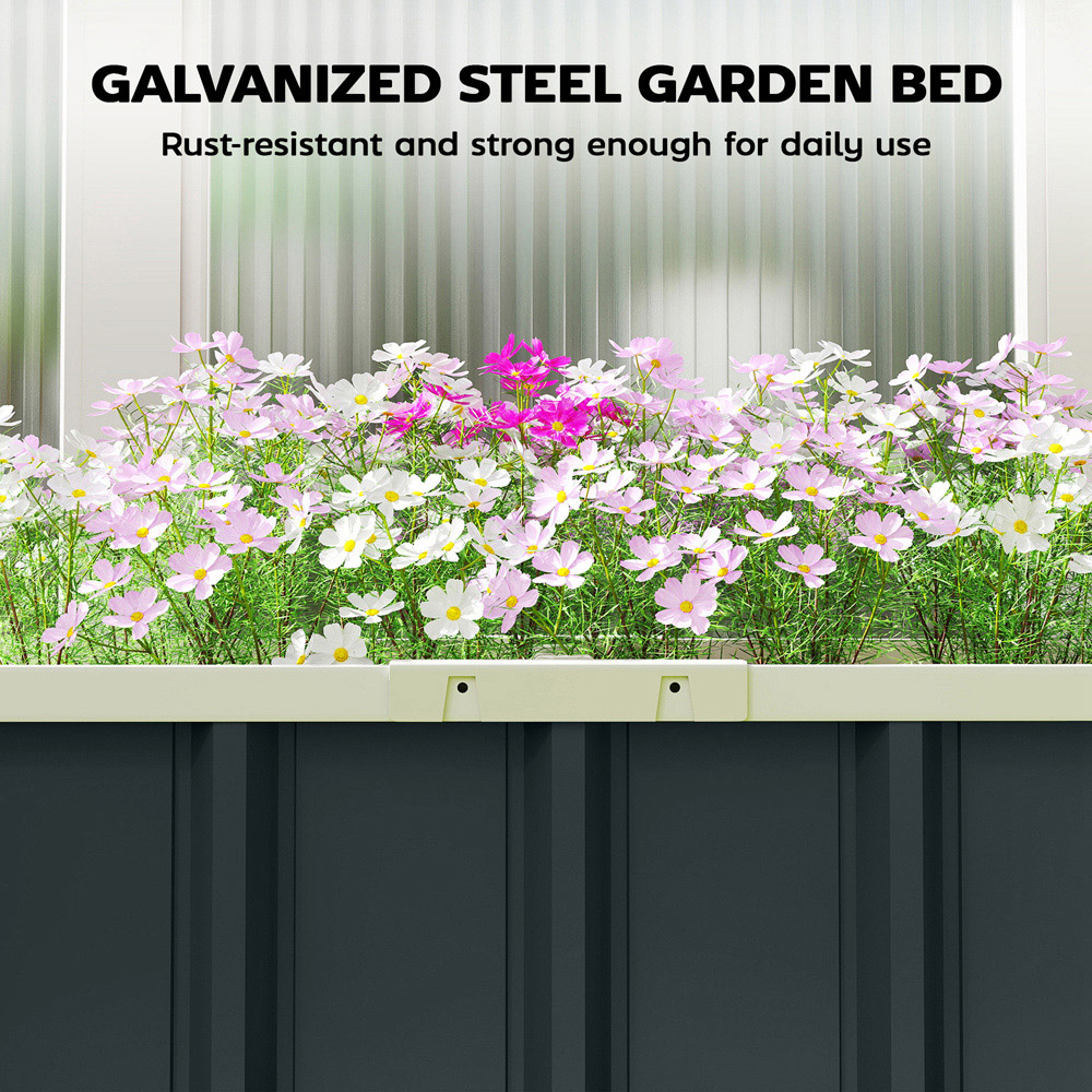 Outsunny Galvanised Raised Garden Bed with Gloves 165 x 52 x 31cm Image 5