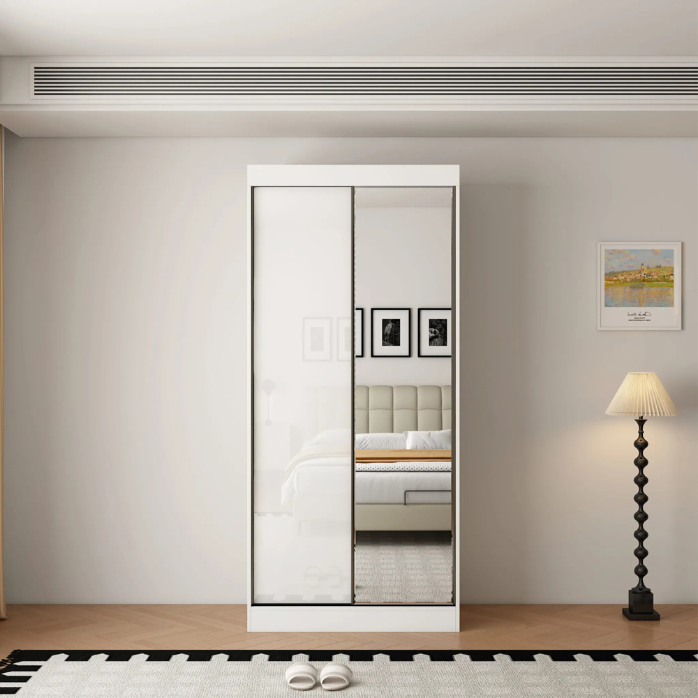 ARTESA Pacific 2 Door Gloss White Mirrored Sliding Wardrobe Image 2