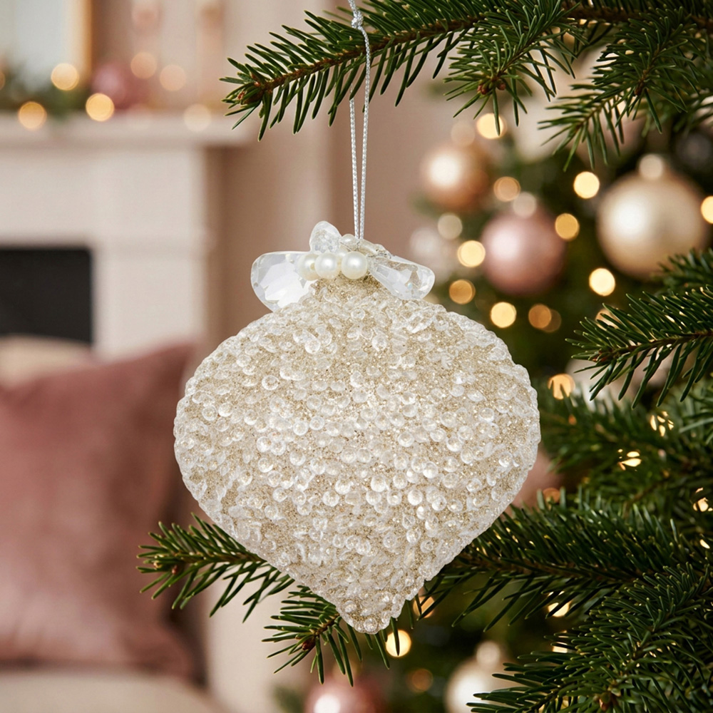 Champagne Jewel Topped Bauble - Champagne Image 2