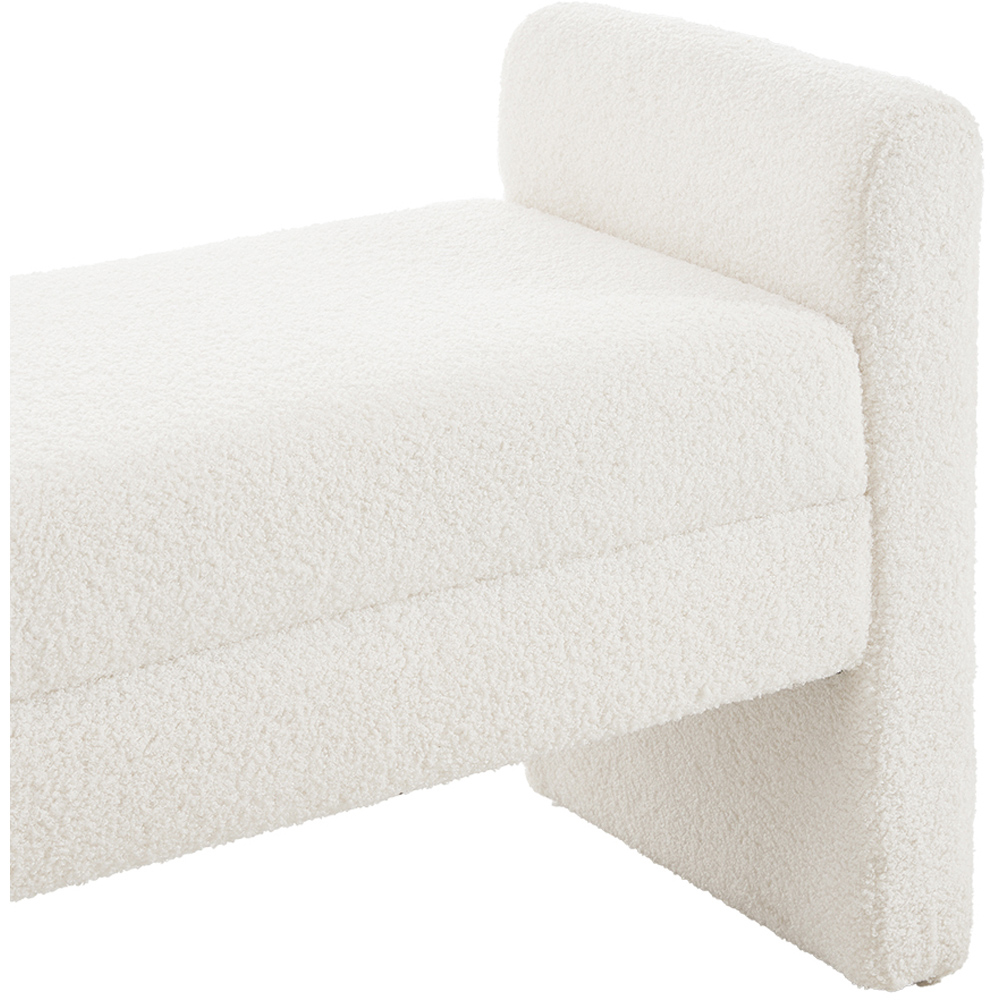 Living and Home White Rectangle Teddy Upholstered H-Shaped Bench Image 6