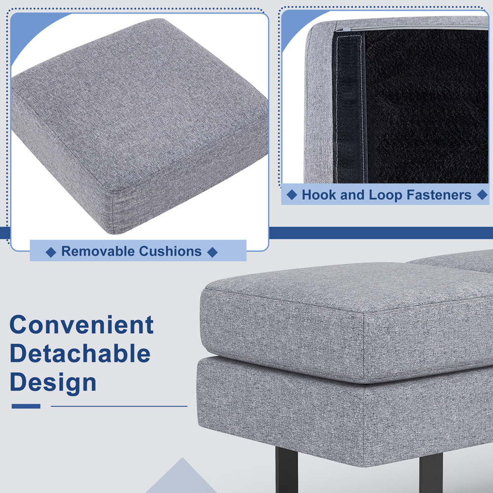 Costway 3 Seater Grey Metal Dining Bench Image 6