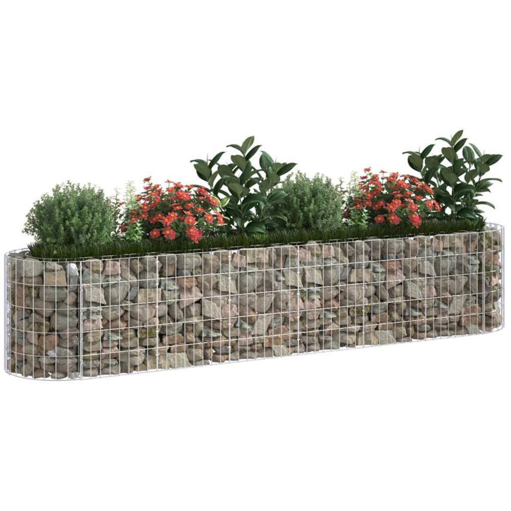 vidaXL Silver Galvanised Iron Gabion Raised Bed 260 x 50 x 50cm Image 2