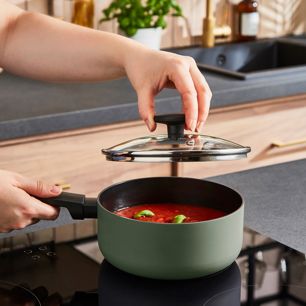 Morphy Richards Green Recycled Aluminium 5 Piece Saucepan Set Image 2