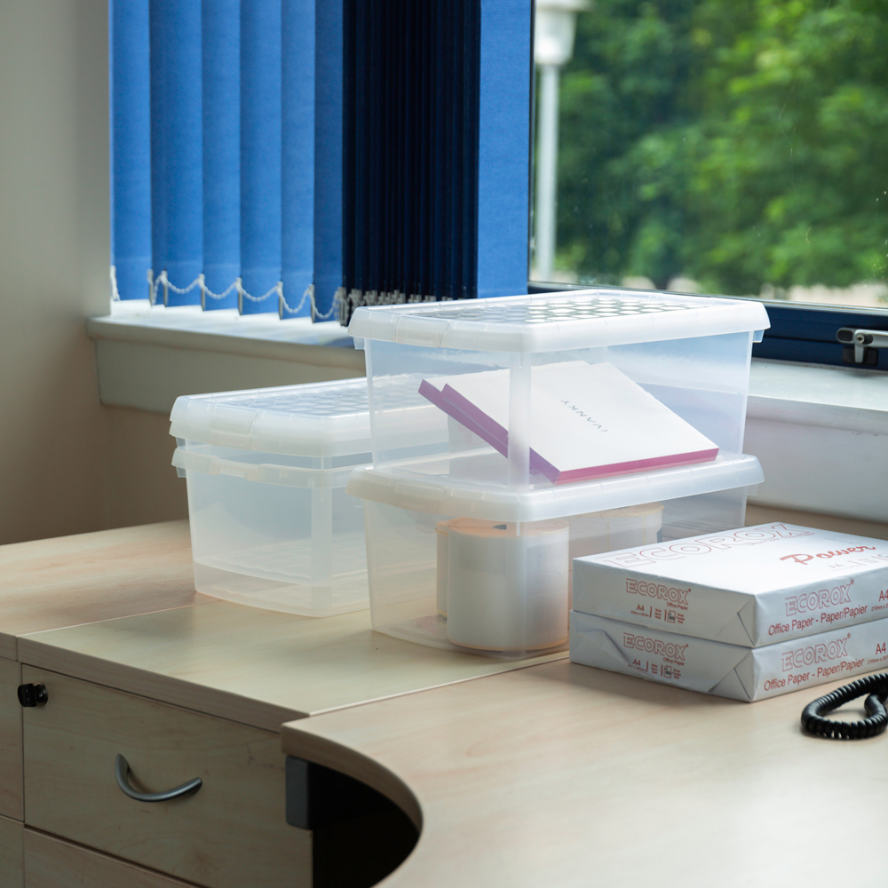Wham Clip 10.5L Clear Rectangular Storage Box with Lid 4 Pack Image 2