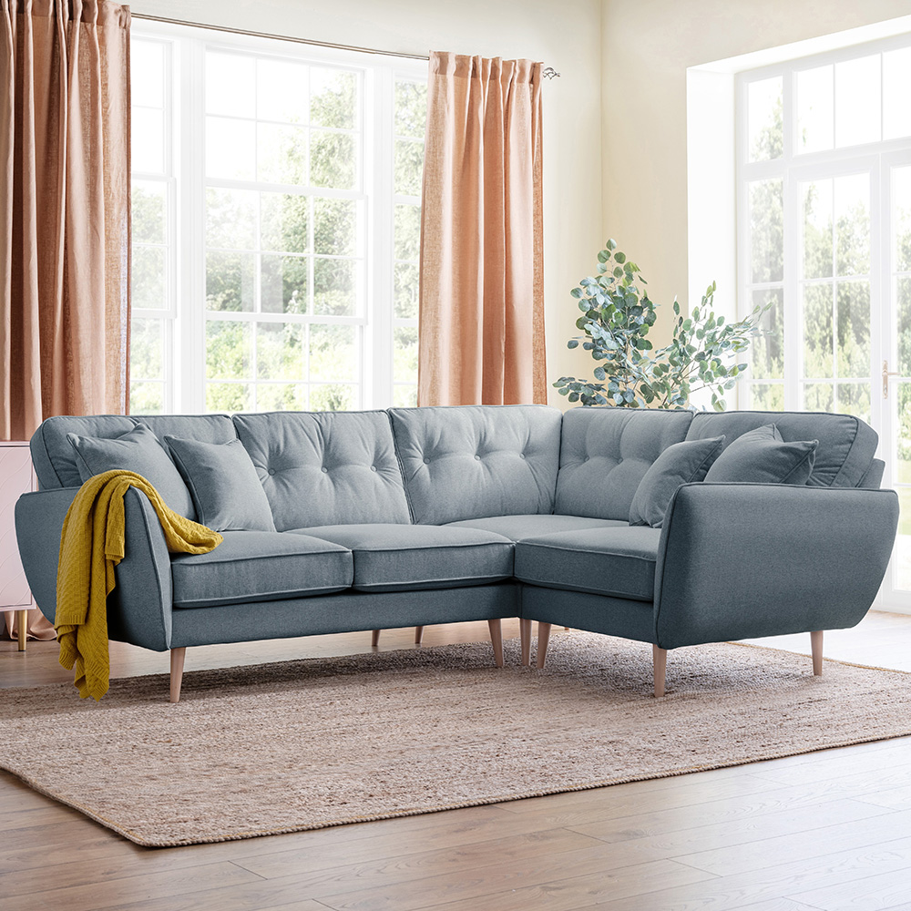Opry Faro 4 Seater Button Back Denim Corner Sofa Image 1