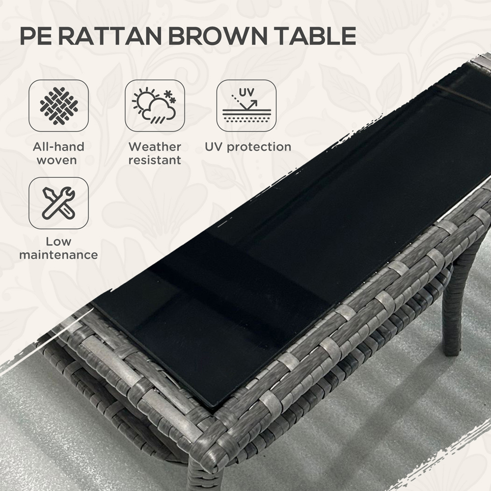 Outsunny Grey PE Rattan Coffee Table Image 4
