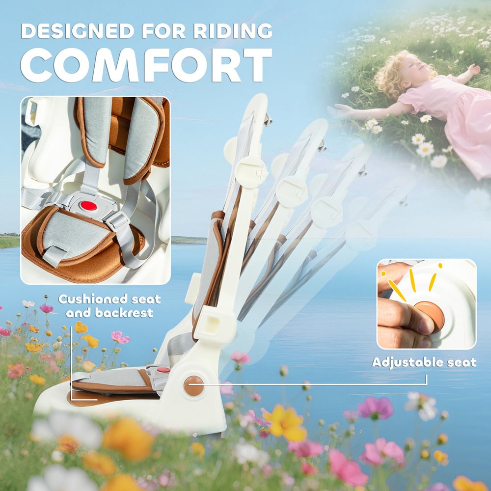 Tommy Toys 5-in-1 Toddler Cream White 5 Point Harness Foldable Trike with Parent Handle Image 7