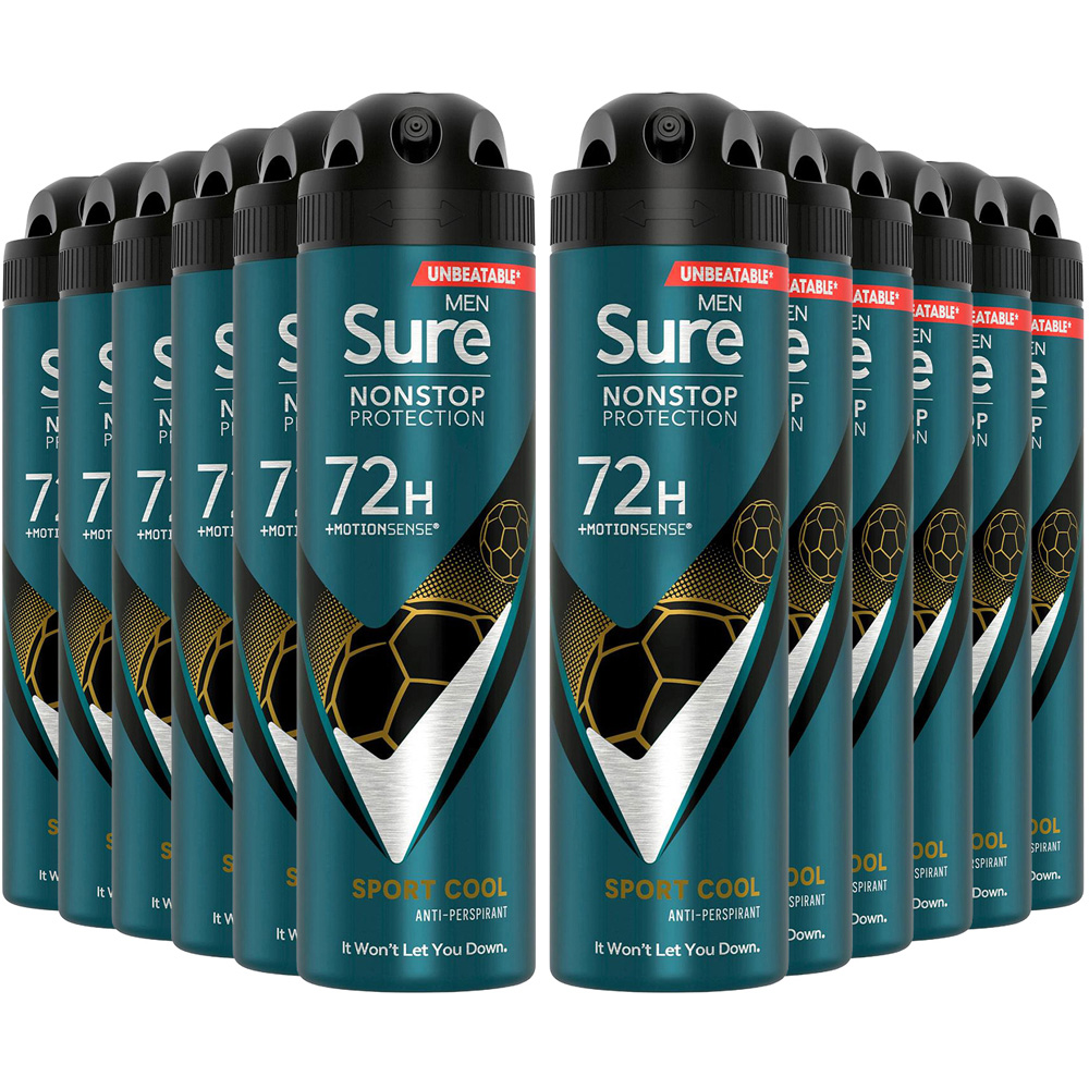 Sure Men Sport Cool 72H Nonstop Protection Anti-Perspirant Deodorant 150ml 12 Pack Image 1