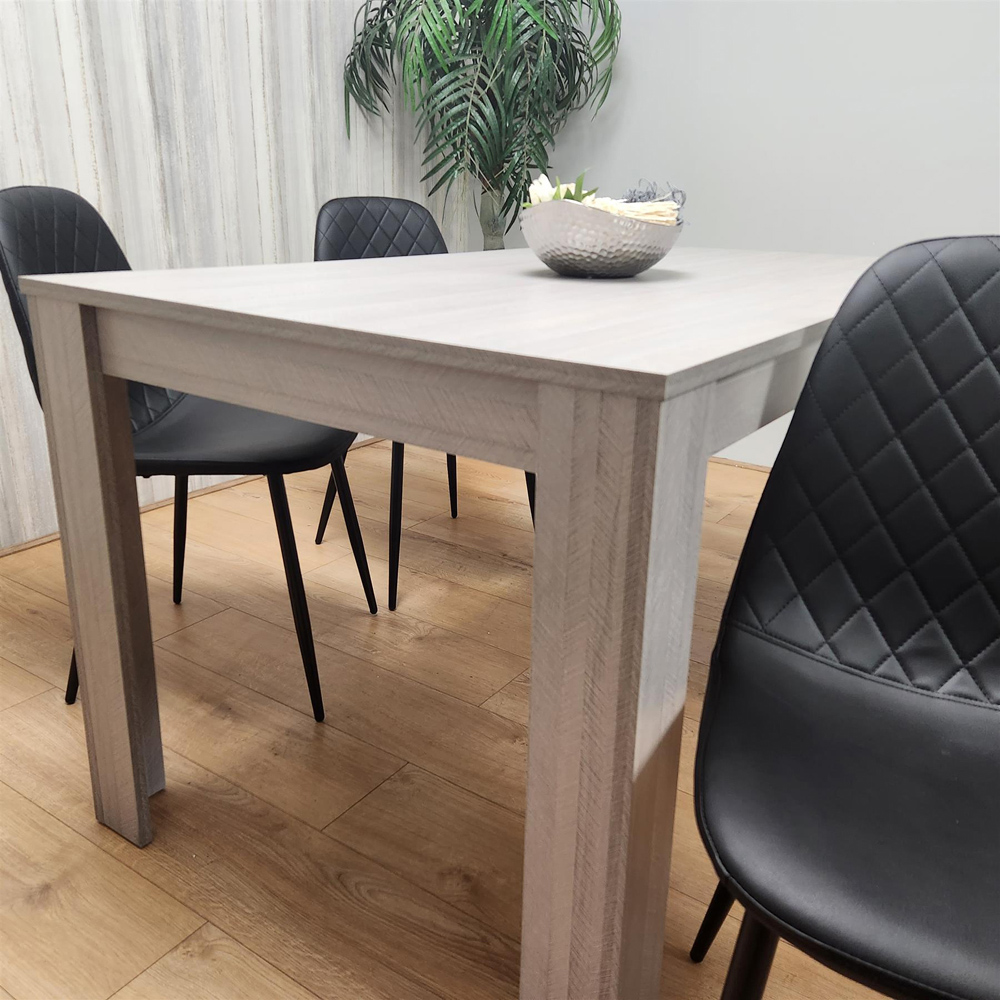 Kosy Koala 4 Seater Leather Wooden Dining Set Black Image 2