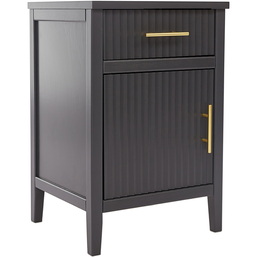 Monti Single Door Single Drawer Charcoal Bedside Table Image 2