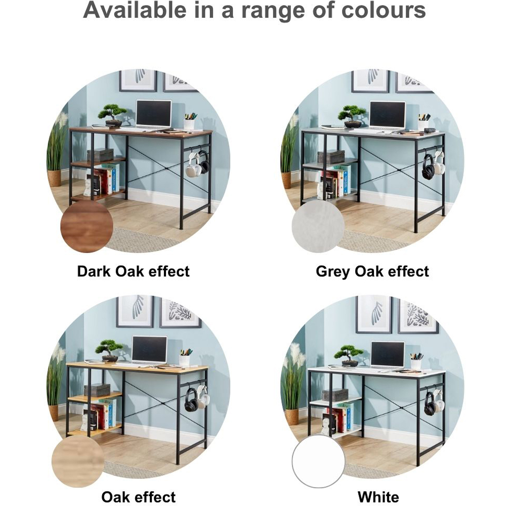 Home Source Stanton 2 Shelf Computer Desk with Hook Light Oak Image 8
