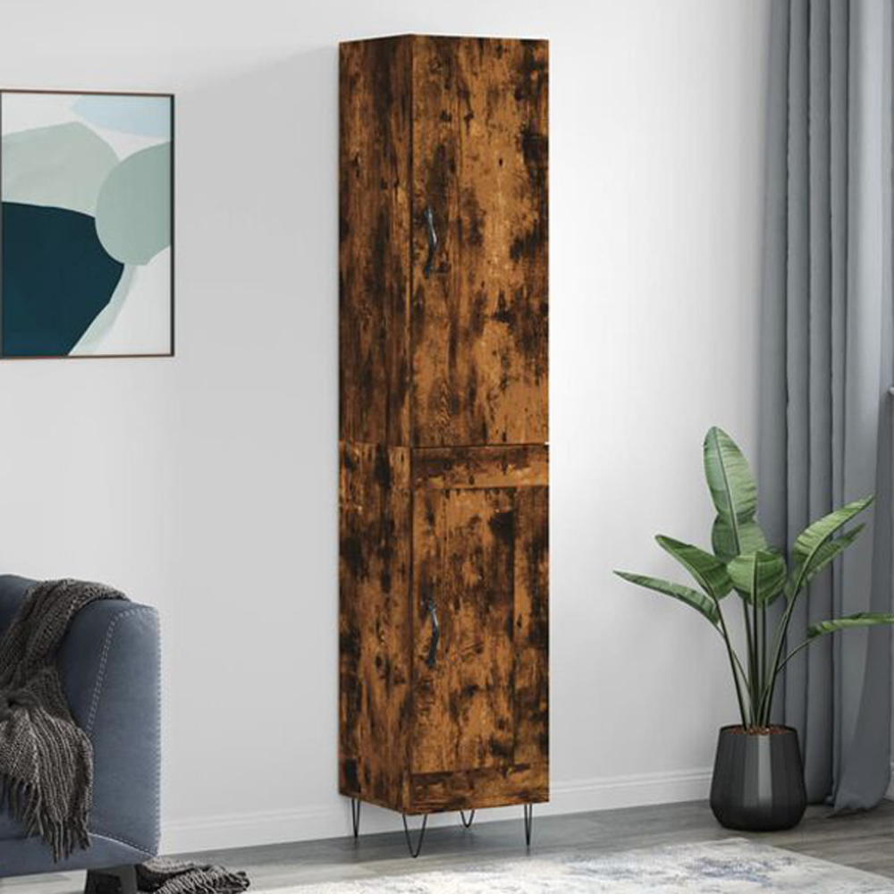 vidaXL 2 Door Smoked Oak Highboard Image 1