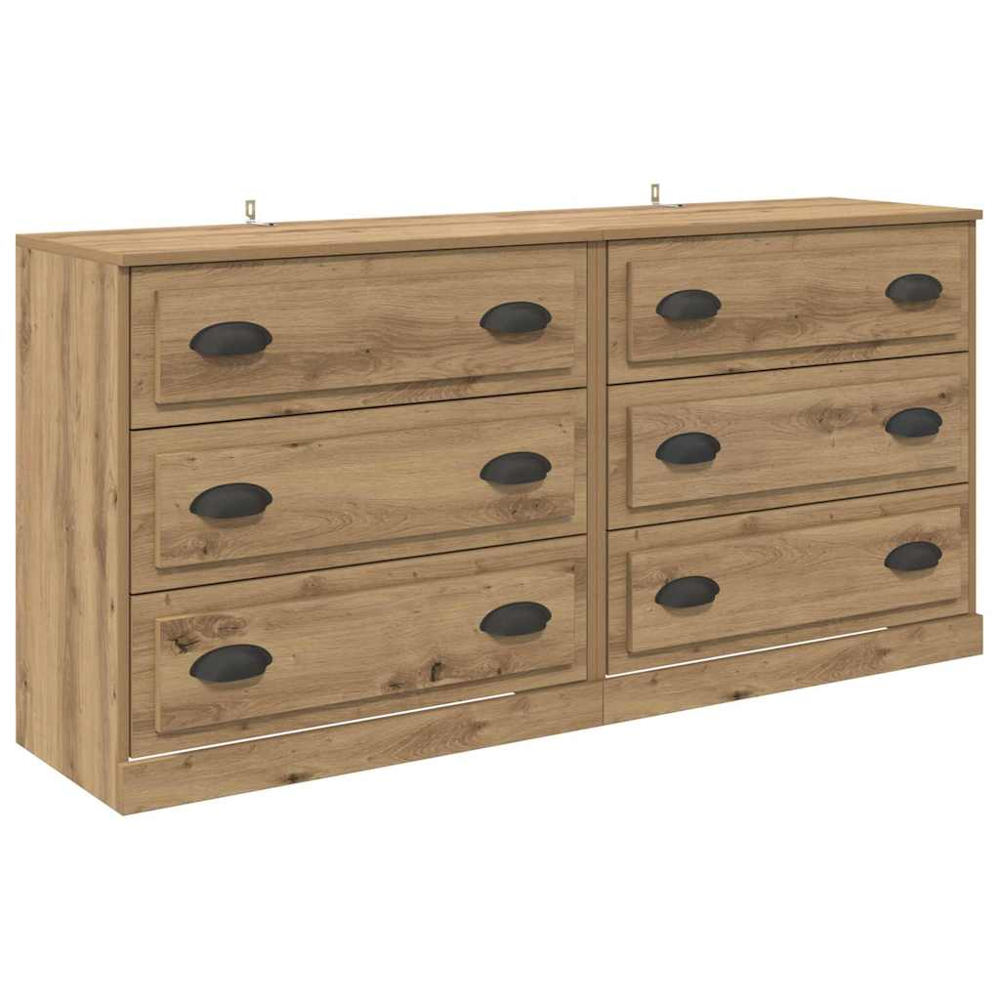 vidaXL 3 Drawer Artisan Oak Modern Sideboard Set of 2 Image 6