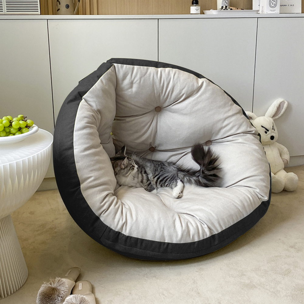 Living and Home Black and Beige Hanging Swing Chair Seat Cushion 73 x 125cm Image 2