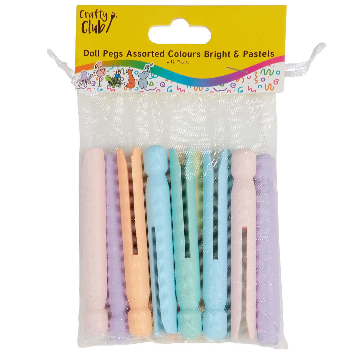 Pack of 12 Crafty Club Doll Pegs - Bright or Pastel Image 3
