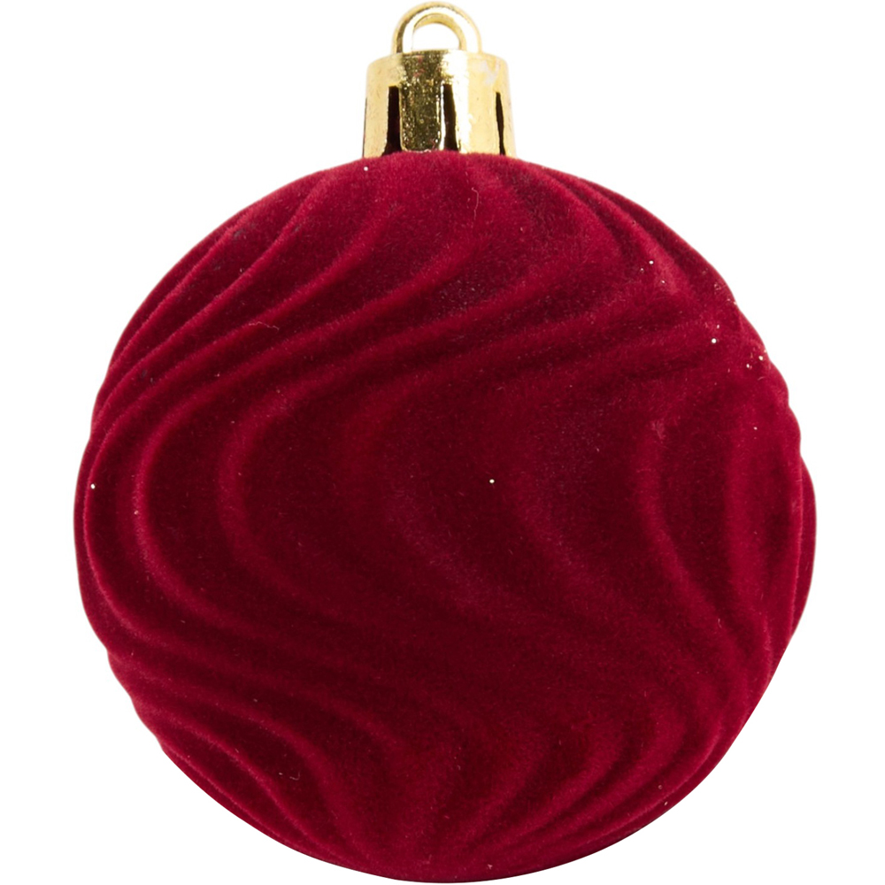 Pack of 30 Flocked Baubles Red Image 2