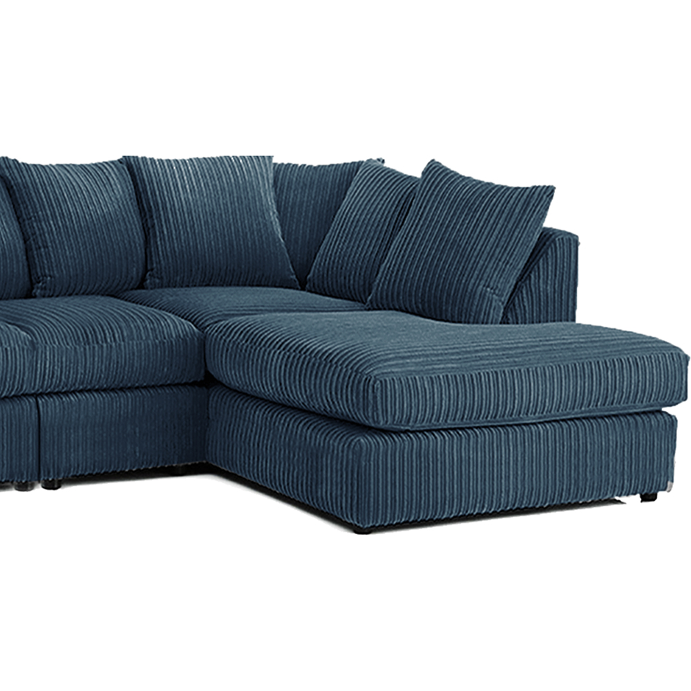 Luxor 4 Seater Navy Blue Jumbo Cord Right Hand Facing Scatter Back L Shaped Corner Sofa Set Image 4