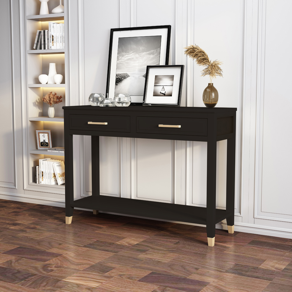 Palazzi 2 Drawers Black Console Table Image 8