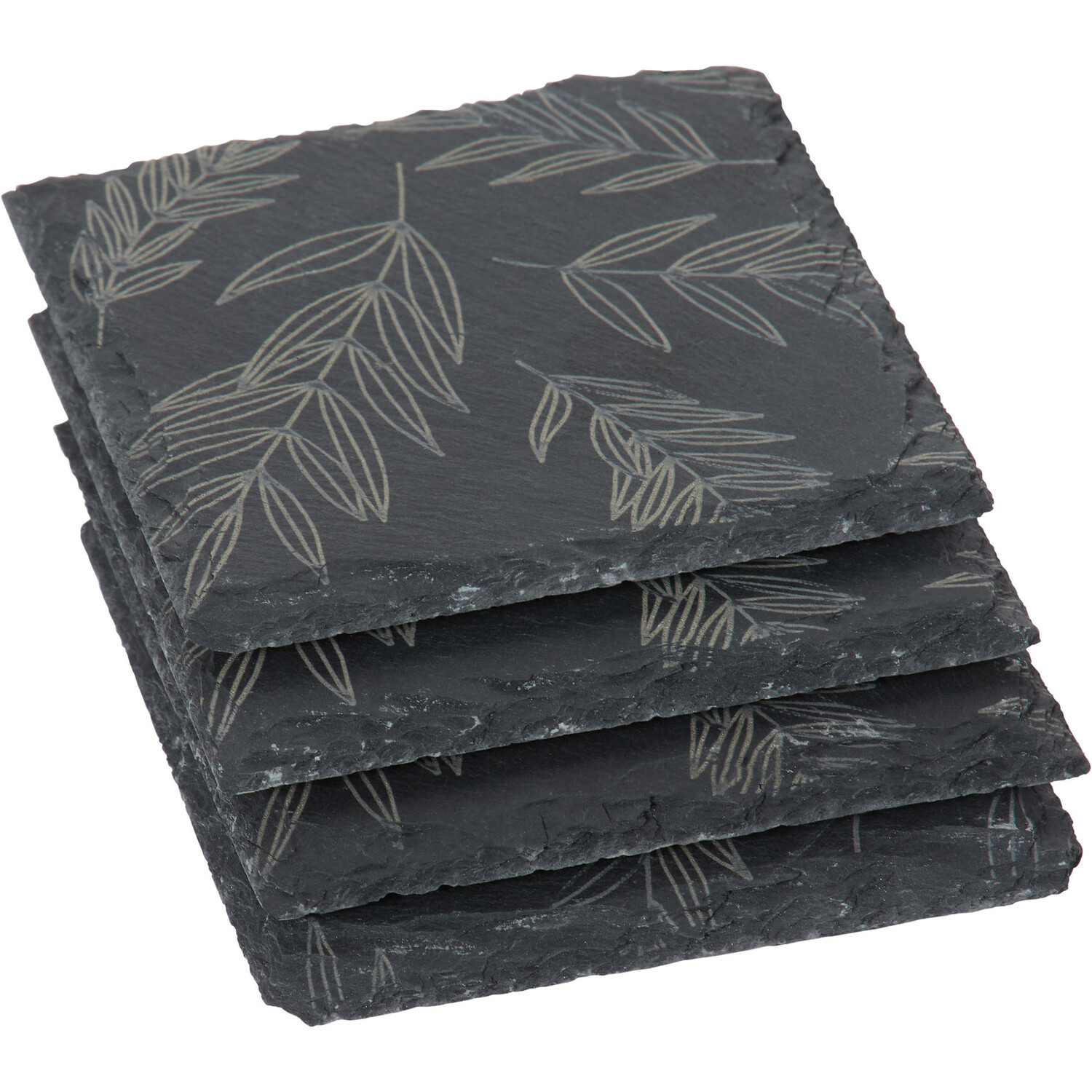 Set of 4 Botanical Slate Coasters - Black Image 6