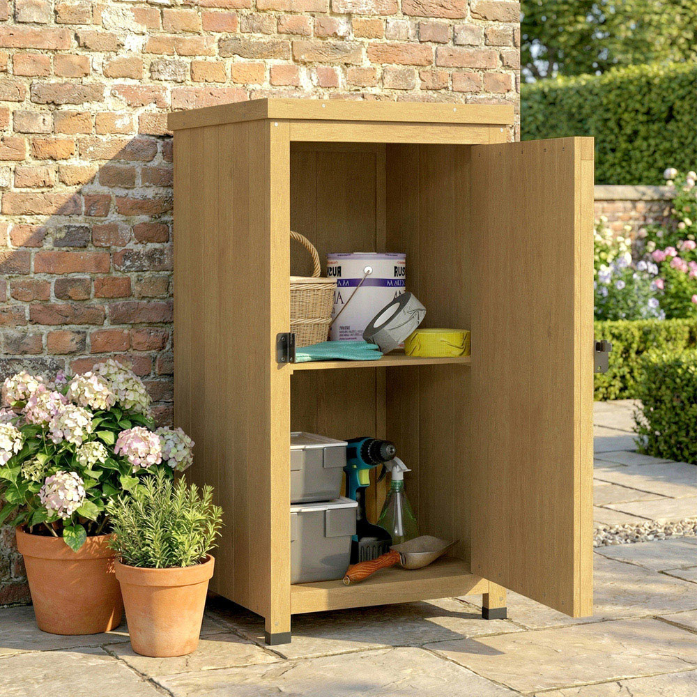 Outsunny 1.4 x 14ft Single Door Brown Wooden Garden Shed Image 8