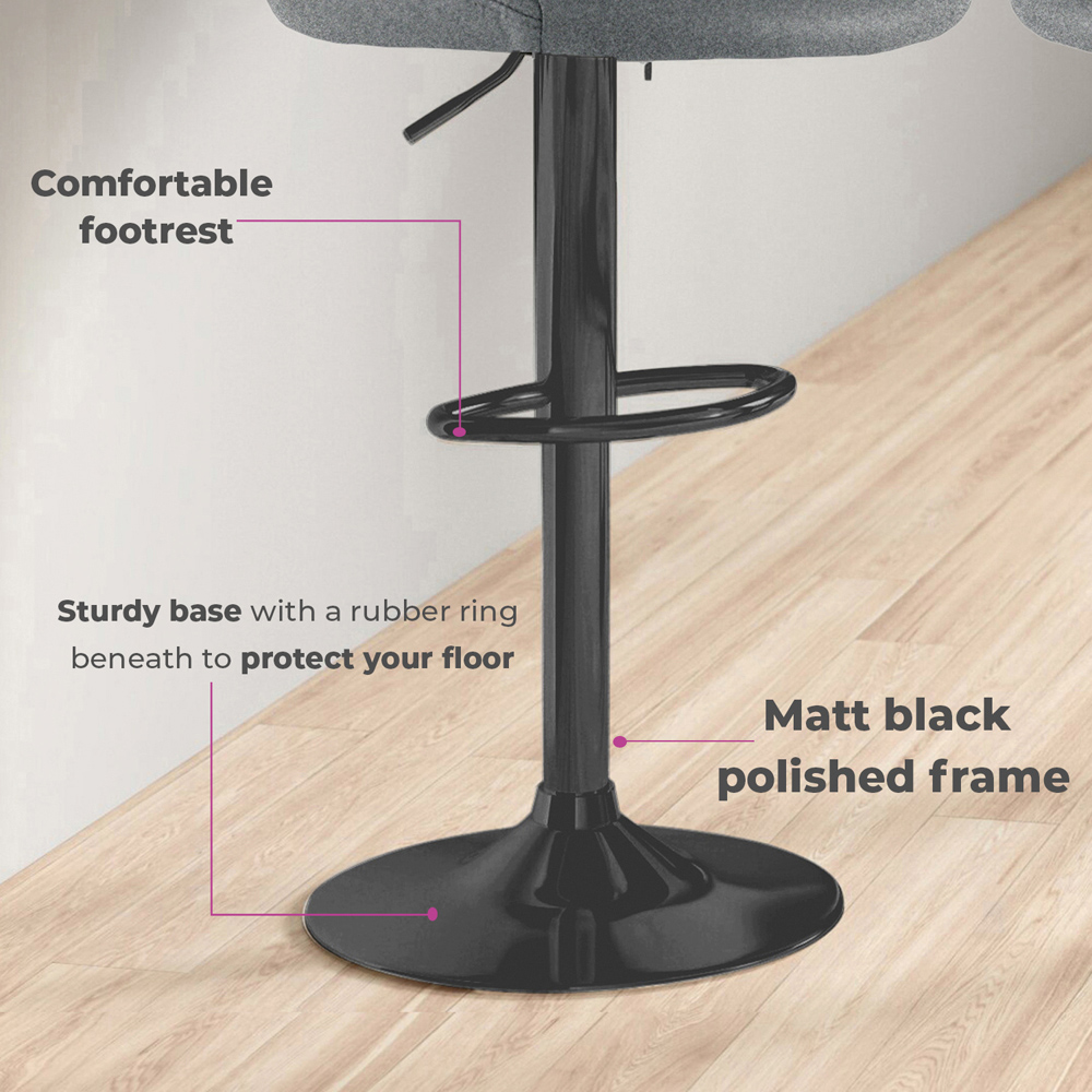 Neo Milan Set of 2 Dark Grey Leather Bar Stools Image 7