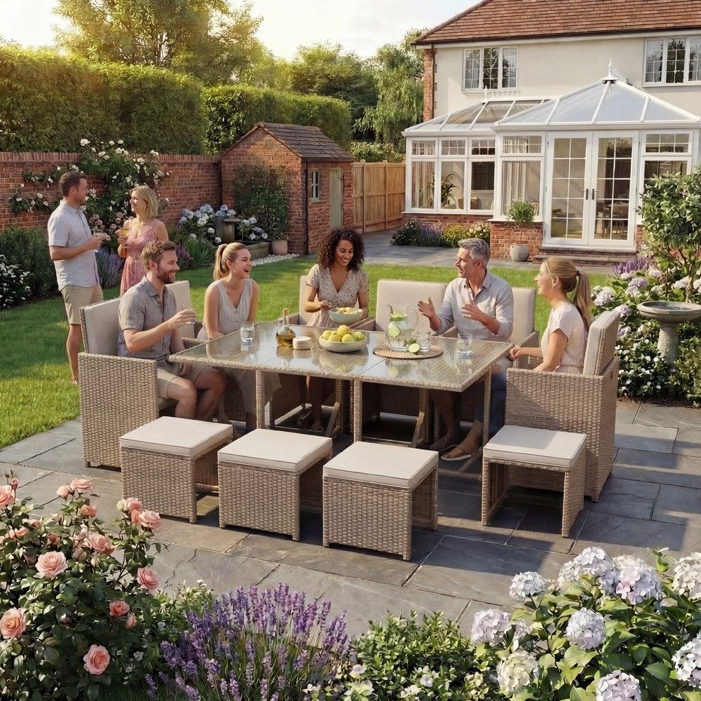 GARDEN VIDA Cuba 10 Seater Natural PE Rattan Garden Dining Set Image 3