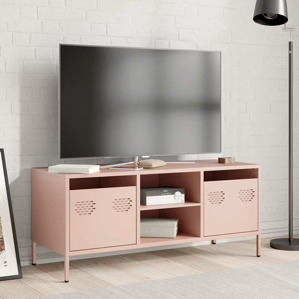 vidaXL 2 Drawer 2 Shelf Pink Cold-Rolled Steel TV Cabinet Image 7