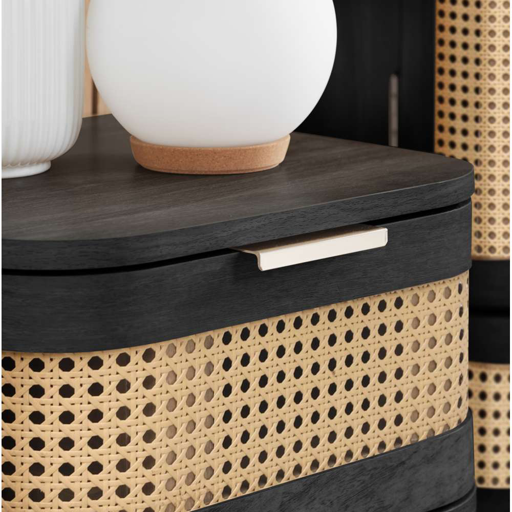 Birlea Noah Single Drawer Black Rattan Bedside Table Image 6