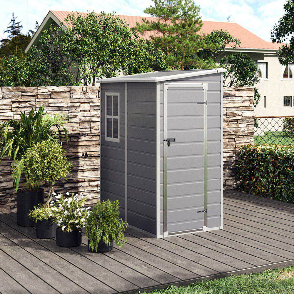 Living and Home 5 x 4ft Grey Plastic Garden Tool Shed Image 2