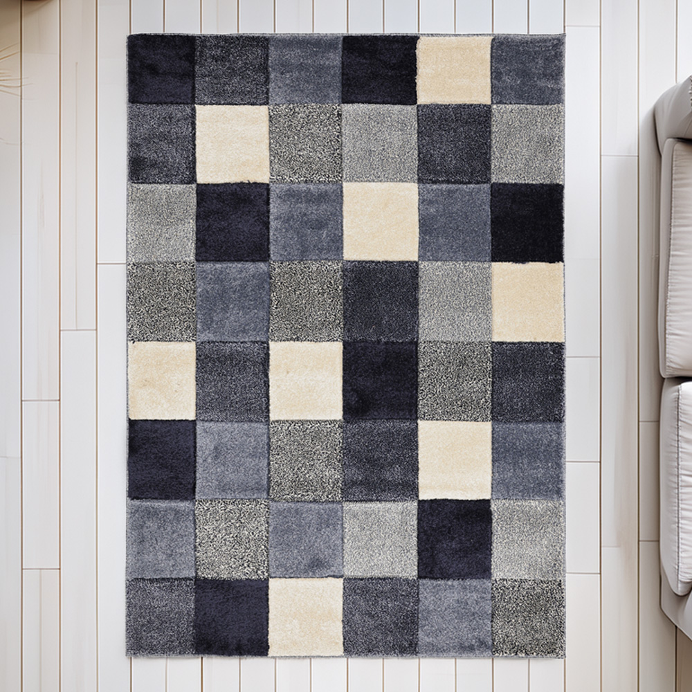 Homemaker Newport Blue Blocks Rug 200 x 290cm Image 1