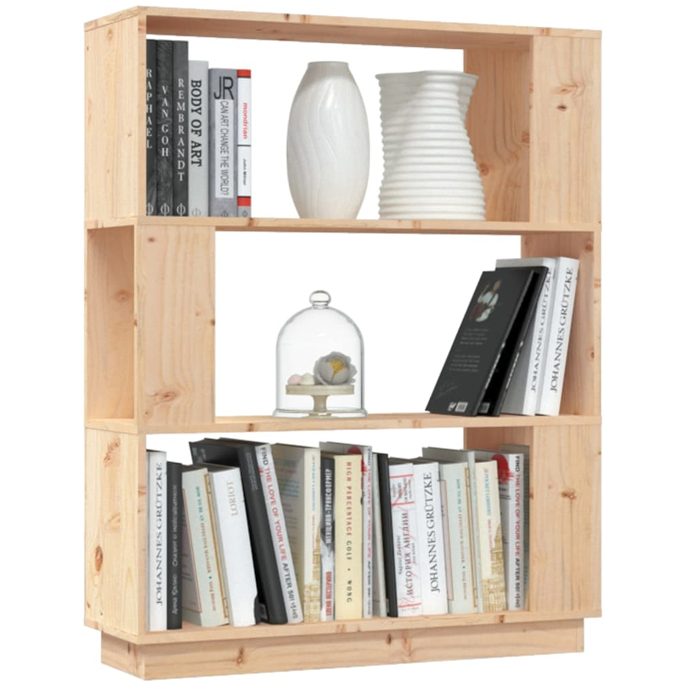 vidaXL 3 Shelf Solid Pine Wood Bookcase Image 4
