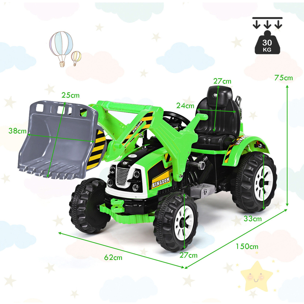 Costway Green Battery Powered Kids Ride on Excavator Image 9