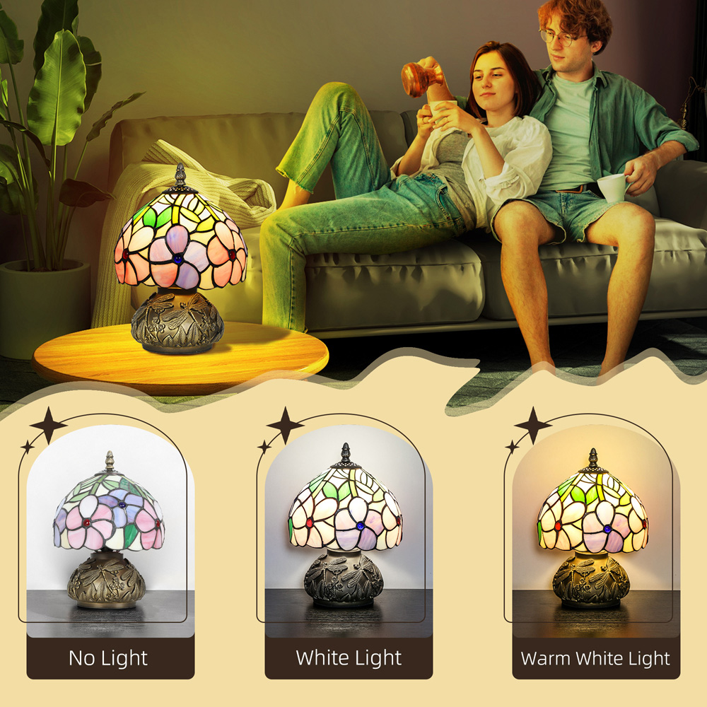 HOMCOM Tiffany Style Stained Glass Table Lamp Image 6