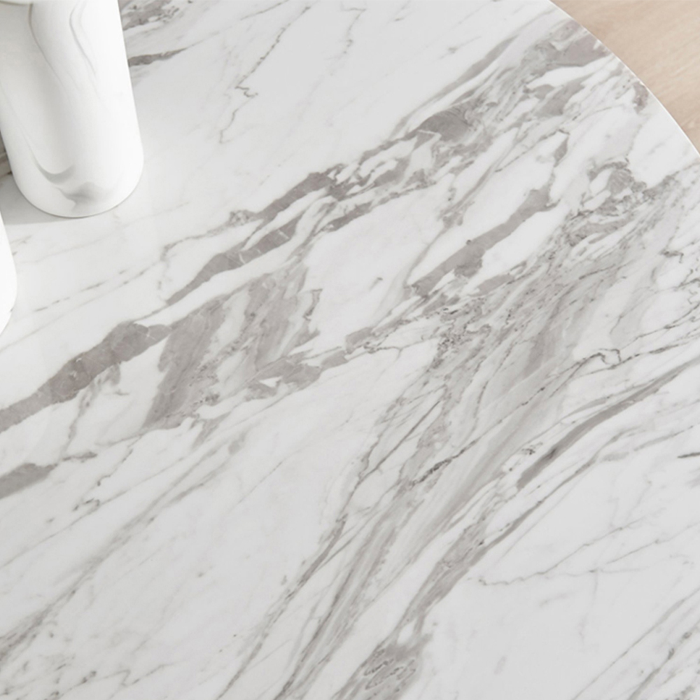 Furniturebox Arona Cesano Marble Effect 6 Seater Dining Set White Gold and Blue Image 5